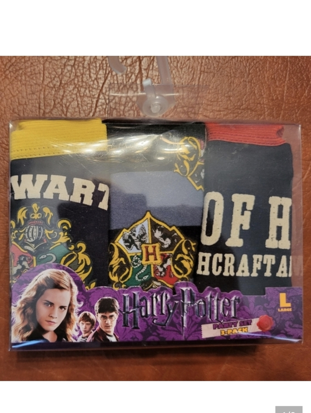 Harry Potter 3 Pack Of Hogwarts Underwear Size Large, New With Tags